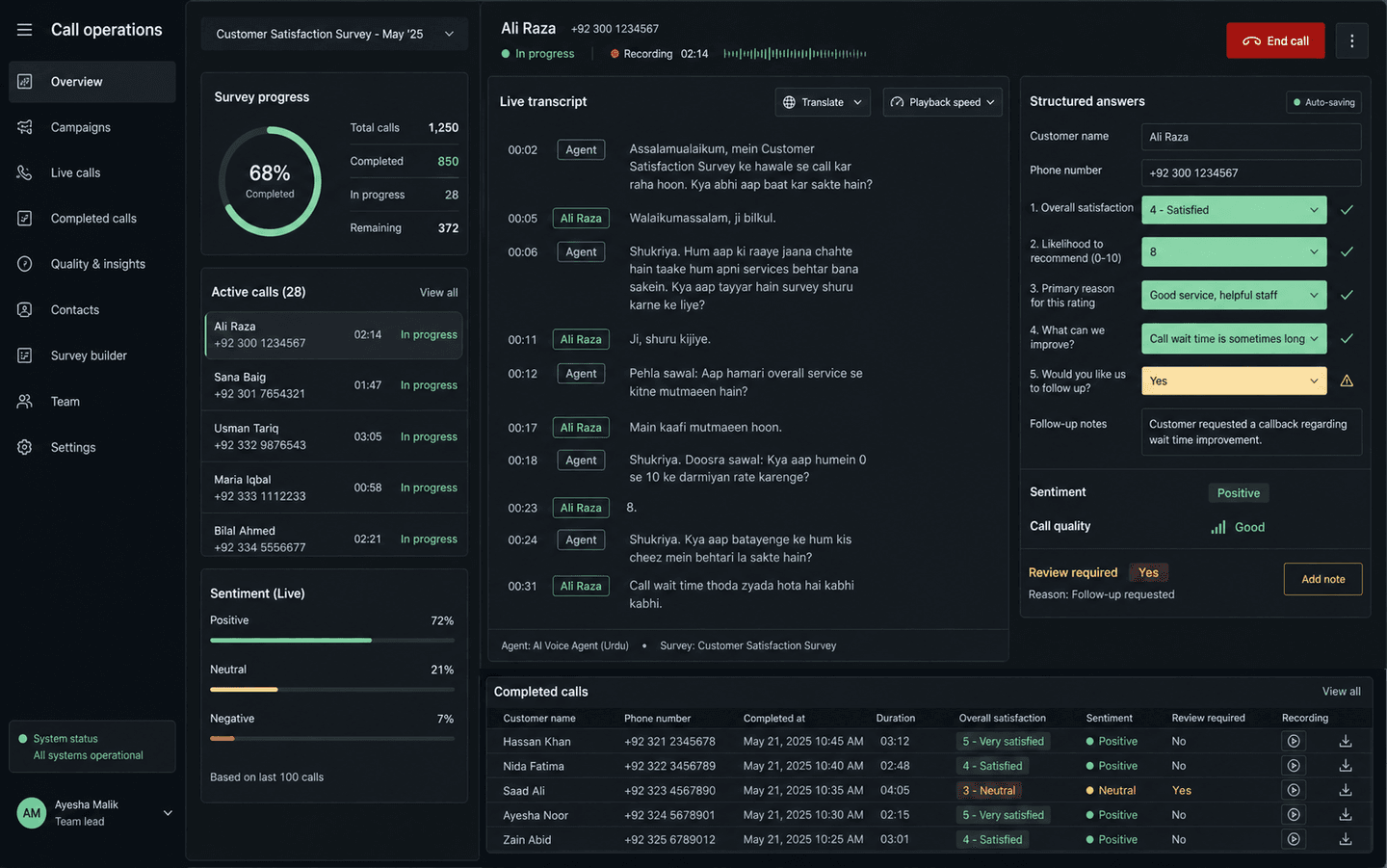 AI Voice & Transcription Agents representative product interface